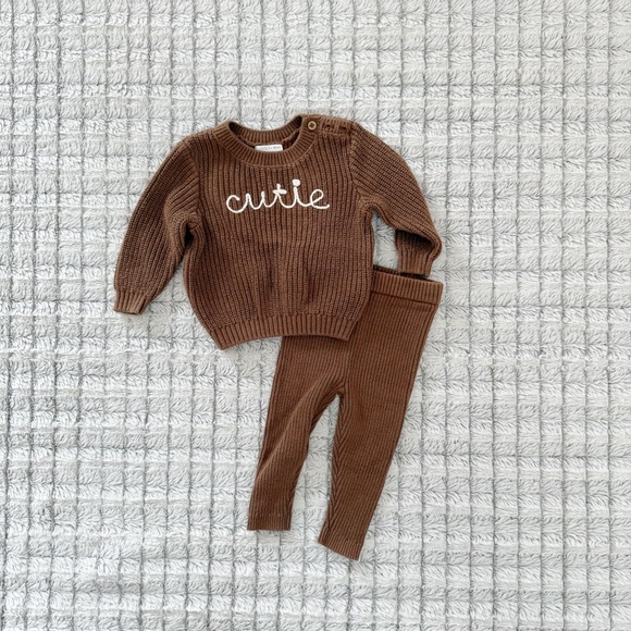 Grayson Mini Brown Knit Sweater and Pant set - Picture 1 of 2